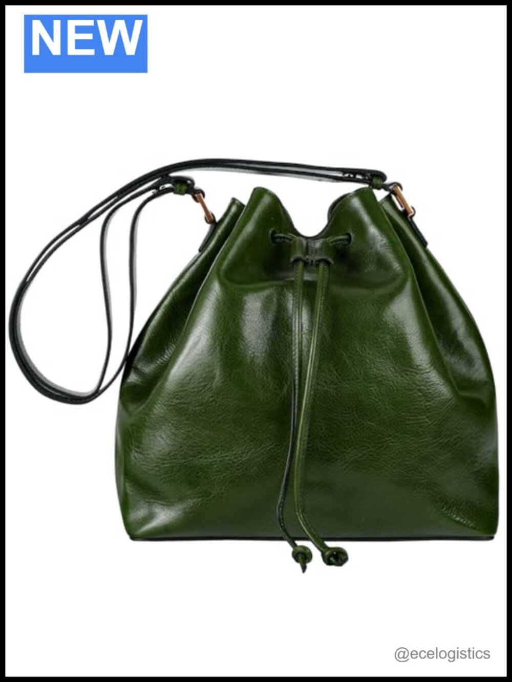Handmade Full-Grain Leather Bucket Bag for Women Italian Shoulder Bag